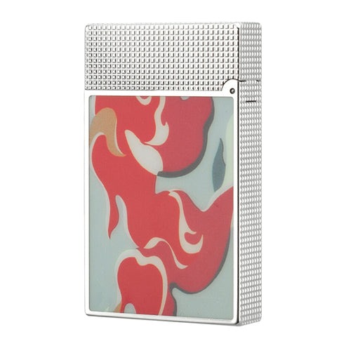 Double Flame S.T. Dupont Ligne 2 Camo Red Guilloche Cling Flame Lighter #198 - Image 9