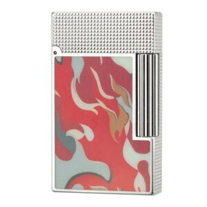 Double Flame S.T. Dupont Ligne 2 Camo Red Guilloche Cling Flame Lighter #198