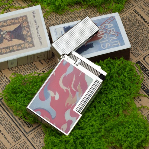 Double Flame S.T. Dupont Ligne 2 Camo Red Guilloche Cling Flame Lighter #198 - Image 3