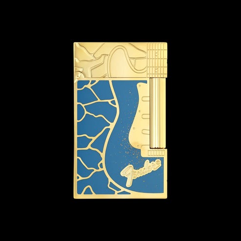 Double Flame S.T. Dupont Ligne 2 Fender Lacquered Gold Lighter#209 - Image 6