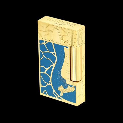 Double Flame S.T. Dupont Ligne 2 Fender Lacquered Gold Lighter#209 - Image 3
