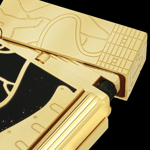 Double Flame S.T. Dupont Ligne 2 Fender Lacquered Gold Lighter#209 - Image 7