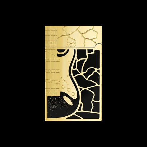 Double Flame S.T. Dupont Ligne 2 Fender Lacquered Gold Lighter#209 - Image 10