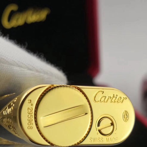 Cartier Royking Gas Lighter Gold Black Vintage #024 - Image 7